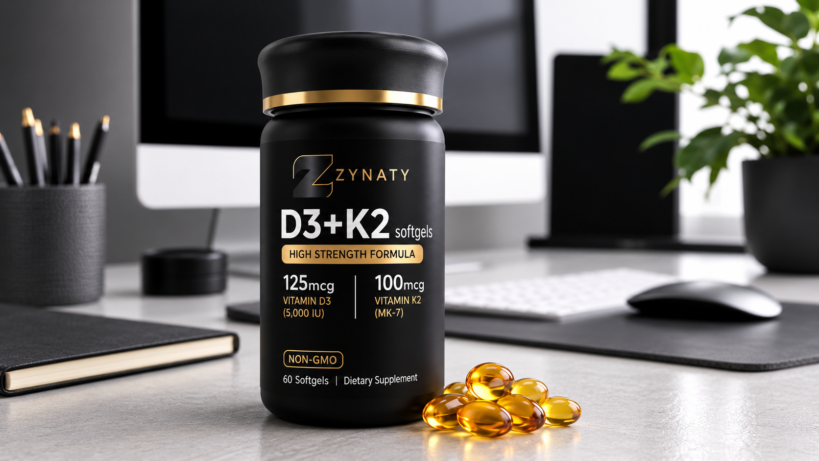 Zynaty D3+K2 Premium Supplement
