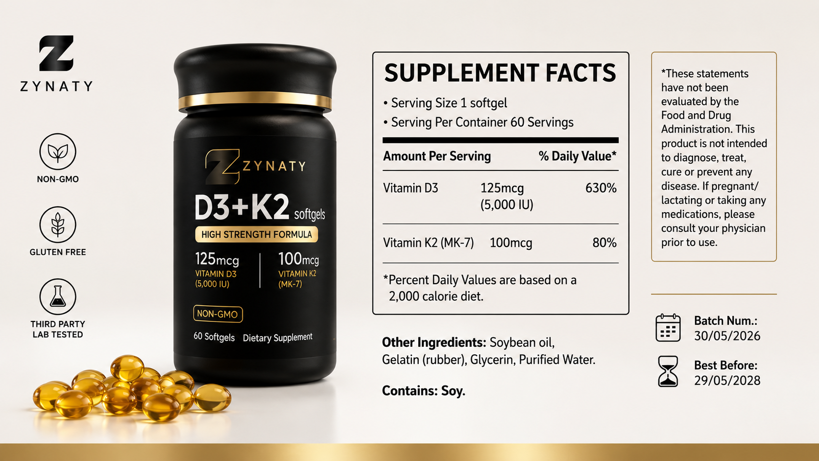 Zynaty Vitamin D3 + K2